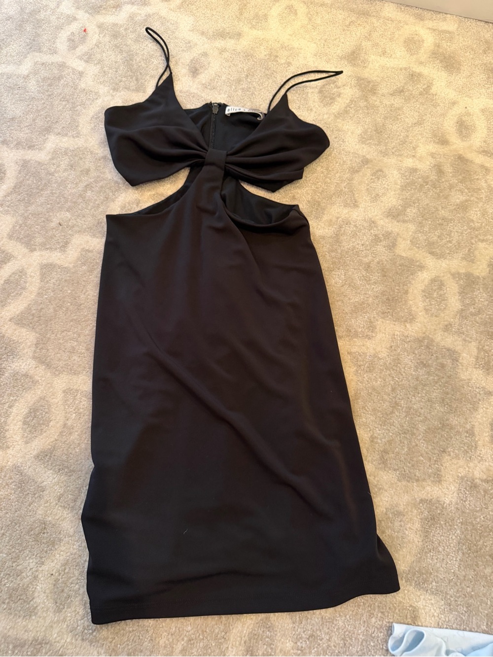 Alice + Olivia Black Bow-Front Cutout Mini Dress